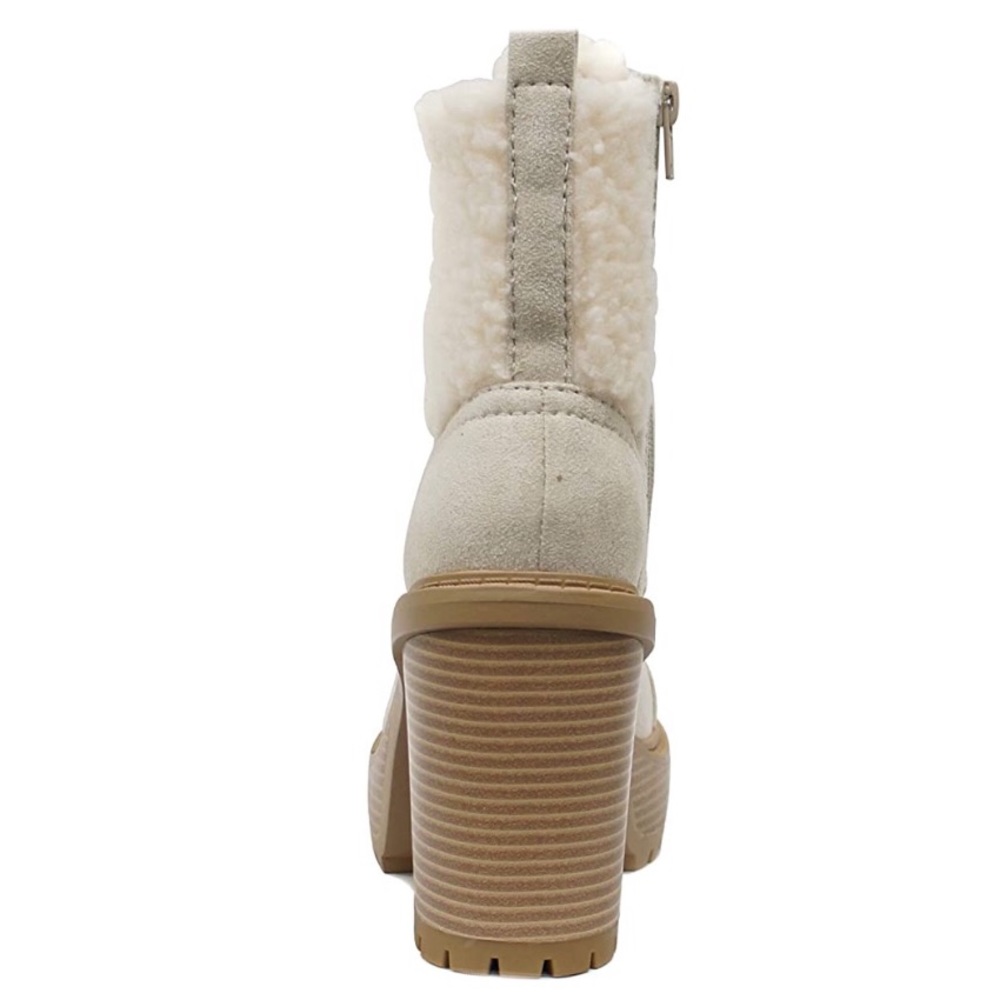 New Women’s Soda Chunky Heel Ankle Boot Lace Ice - Picture 5 of 5